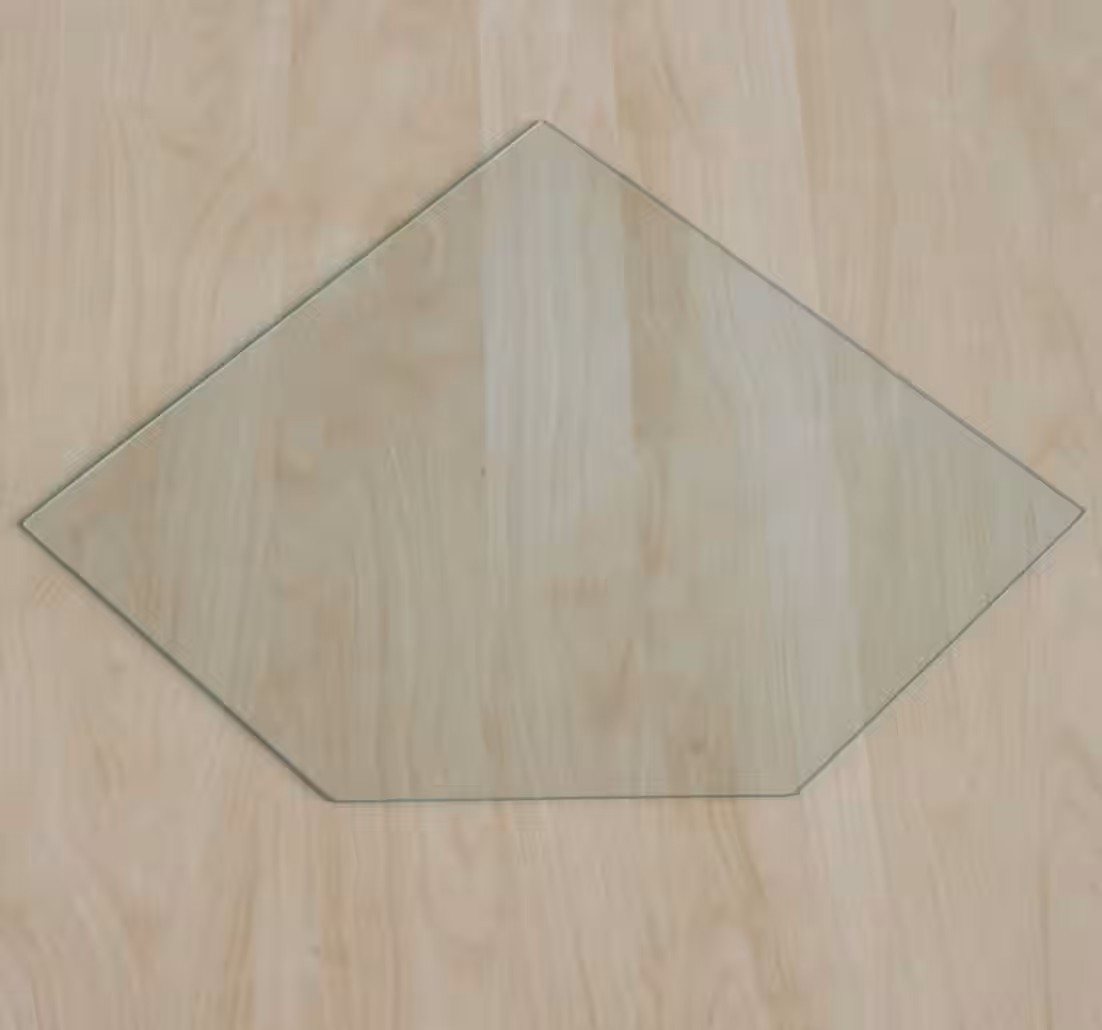ECOfoxx Bodenschutzplatte Fünfeck 125x125cm - Funkenschutzplatte mit Dichtlippe, Form: Fünfeck / Diamant, mit Silikondichtung (zur Selbstmontage), Klarglas 1250x1250mm