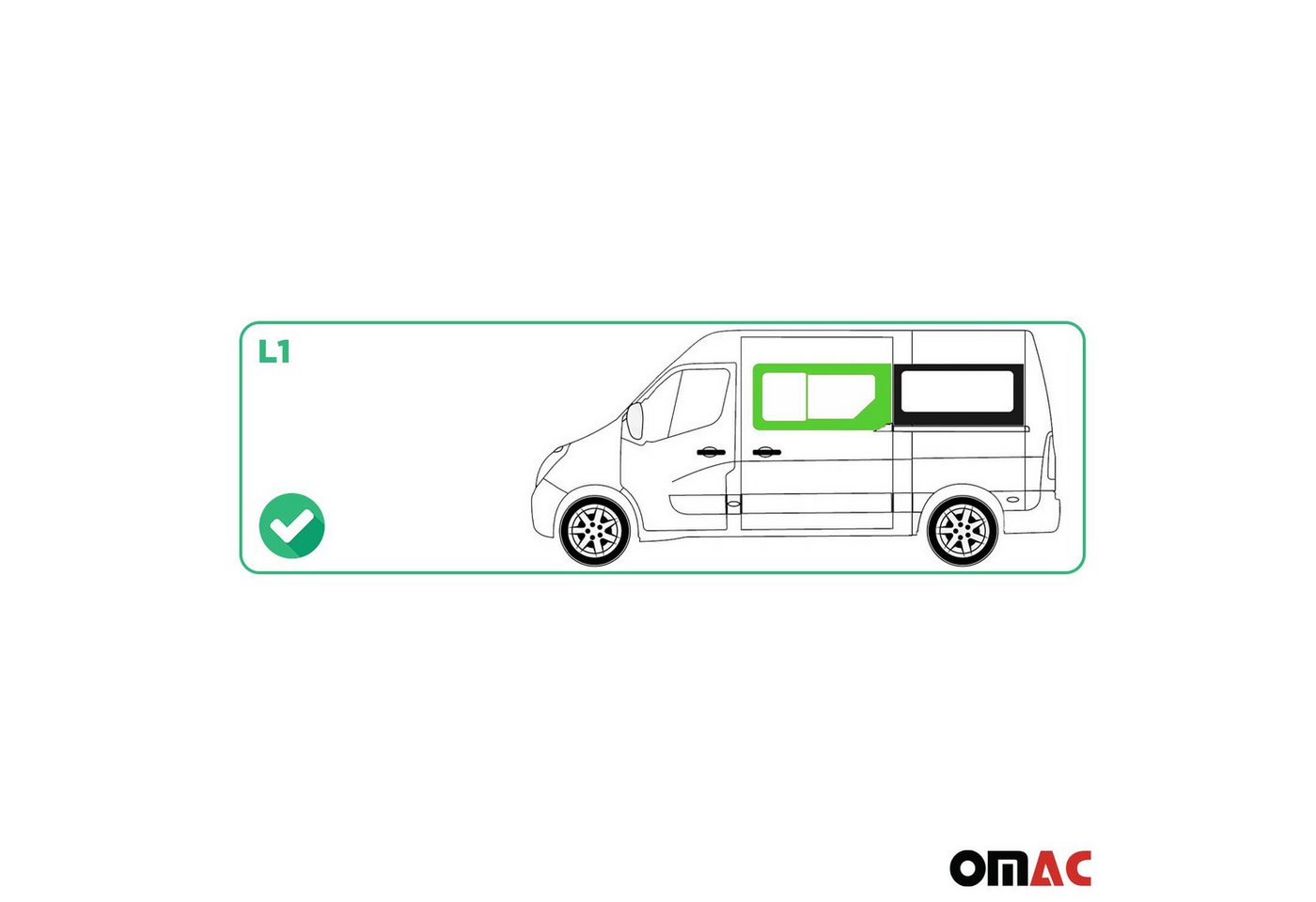 OMAC Fenster Seitenfenster für Renault Master 2010-2024 Links L1, (1 St), Haltbar, Langlebig