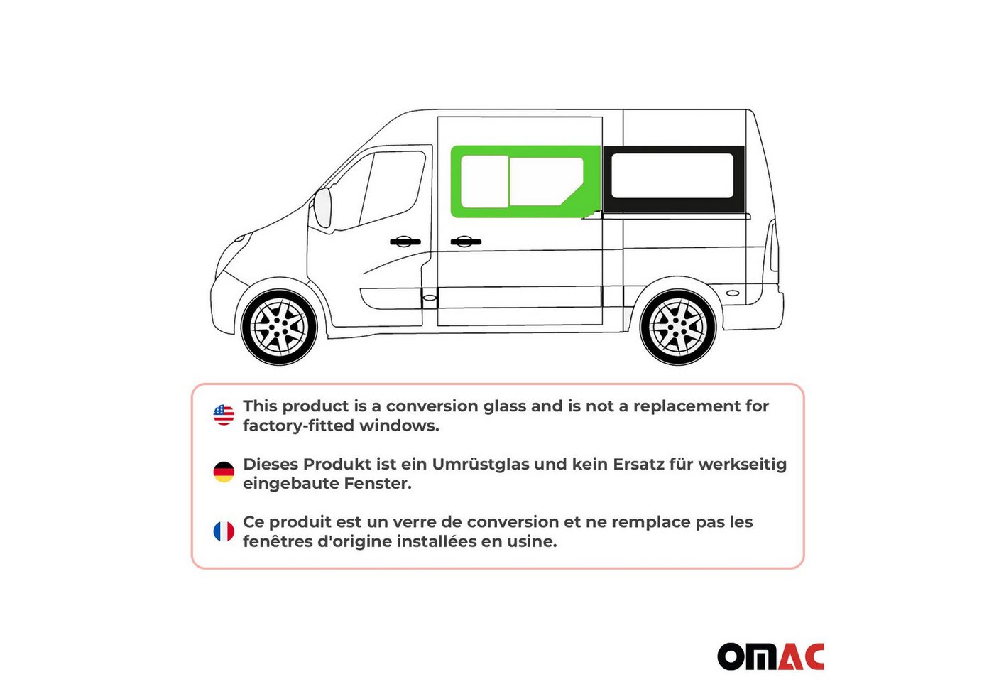OMAC Fenster Seitenfenster für Renault Master 2010-2024 Links L1, (1 St), Haltbar, Langlebig Bild 5