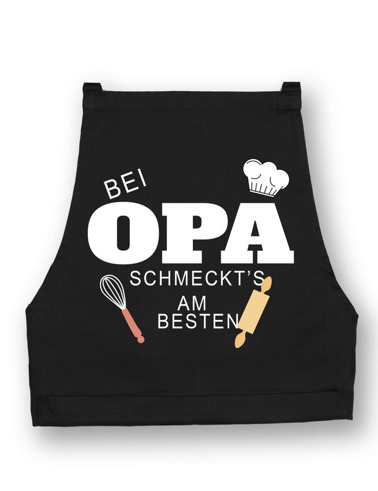 Youth Designz Grillschürze Herren Schürze Bei Opa Schmeckt es am besten Print Kochschürze, mit lustigem Spruch & Logo Aufdruck Bild 3