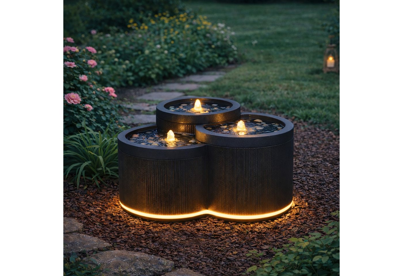 Wacredo Gartenbrunnen Premium Wasserspiel Komplettset Aruba, Wasserbecken BxT: 55x51 cm, Gesamtmaß: 55 x 51 x 28cm (L x B x H) Bild 3