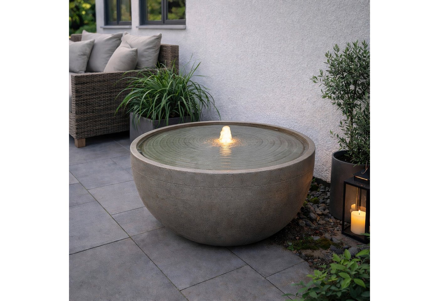 Wacredo Gartenbrunnen Premium Wasserspiel Komplettset Palau, Wasserbecken BxT: 59x59 cm, Gesamtmaß: 59 x 59 x 32cm (L x B x H) Bild 2