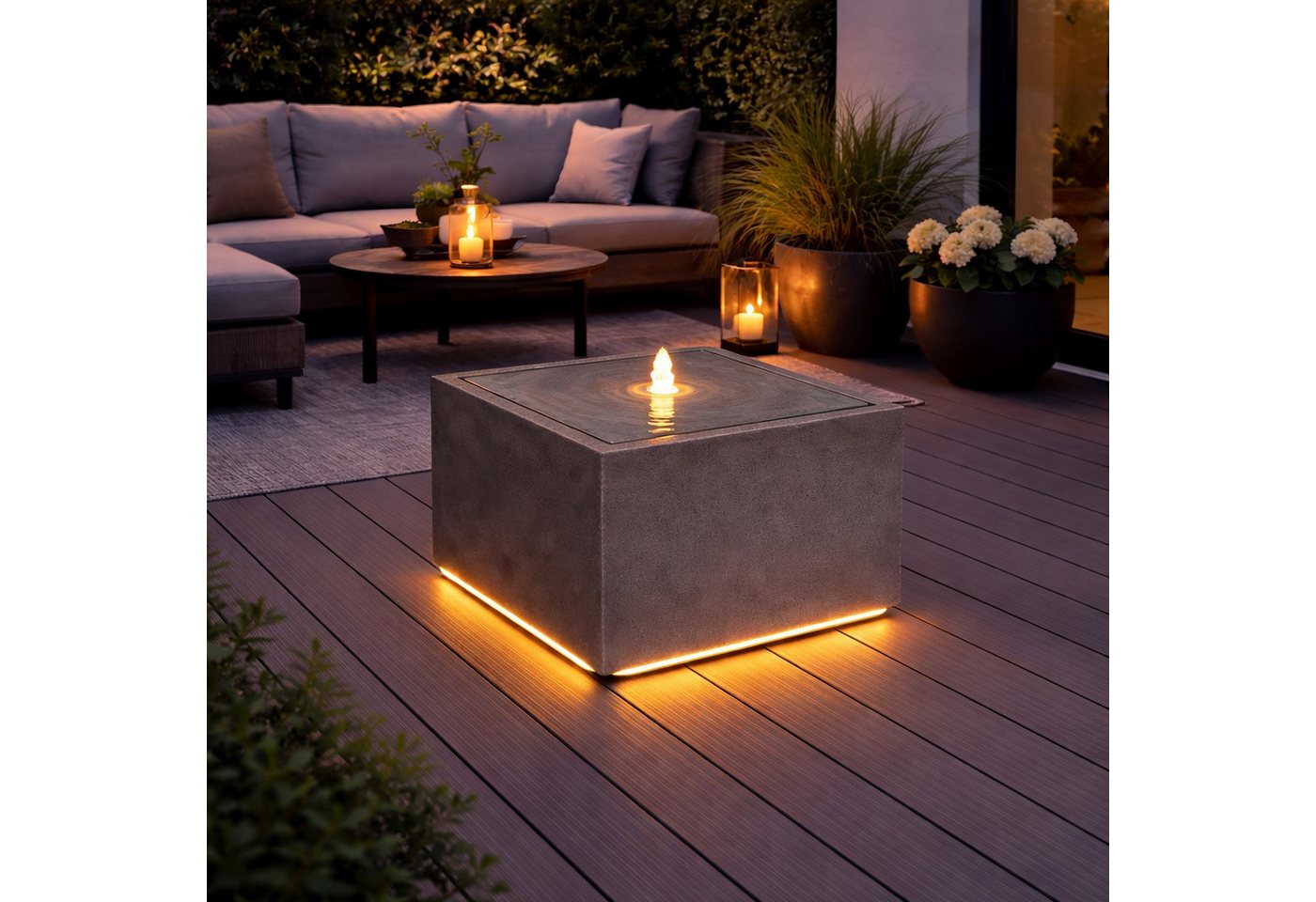 Wacredo Gartenbrunnen Premium Wasserspiel Komplettset Manila sand, Wasserbecken BxT: 50x50 cm, Gesamtmaß: 50 x 50 x 31cm (L x B x H) Bild 2