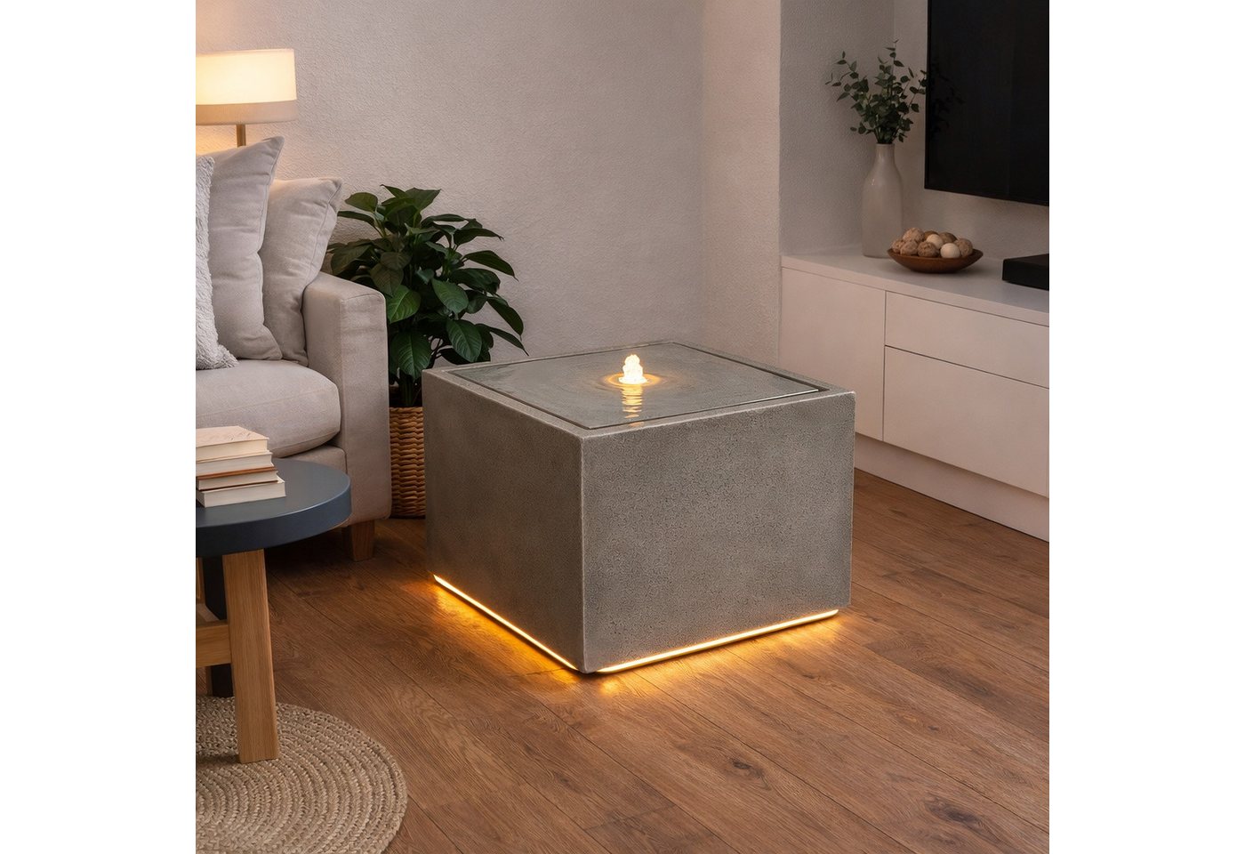 Wacredo Gartenbrunnen Premium Wasserspiel Komplettset Manila sand, Wasserbecken BxT: 50x50 cm, Gesamtmaß: 50 x 50 x 31cm (L x B x H) Bild 3