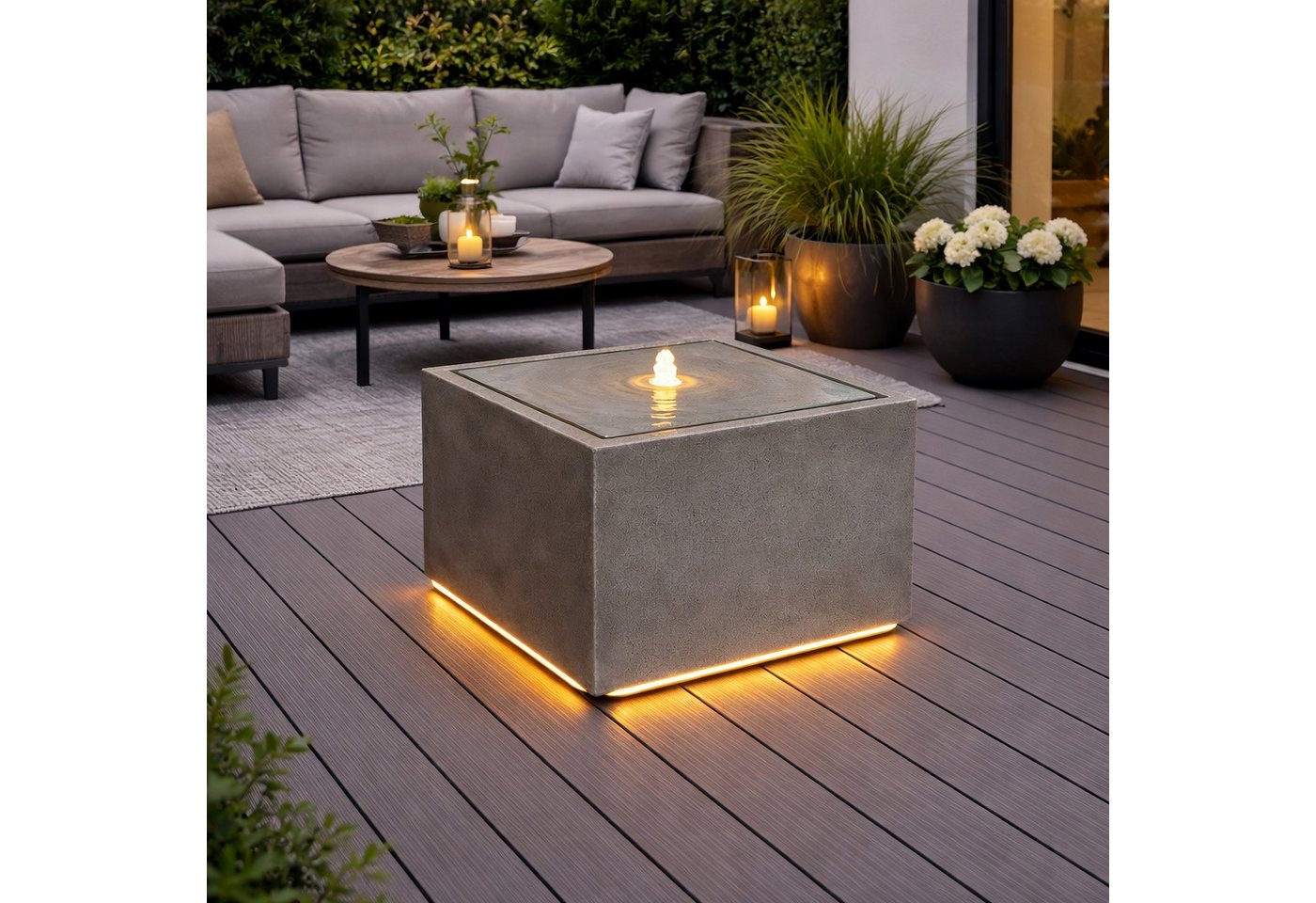 Wacredo Gartenbrunnen Premium Wasserspiel Komplettset Manila sand, Wasserbecken BxT: 50x50 cm, Gesamtmaß: 50 x 50 x 31cm (L x B x H) Bild 5