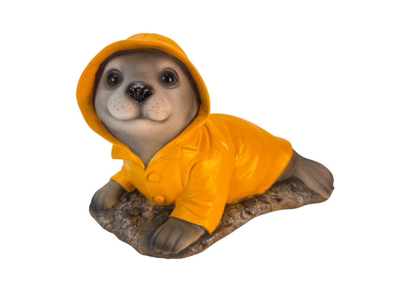 Online-Fuchs Gartenfigur für draußen - Seehund im Regenmantel - Teichdeko - 30 cm groß, (Robbe), aus hochwertigem Kunstharz gefertigt - wetterfest Bild 5
