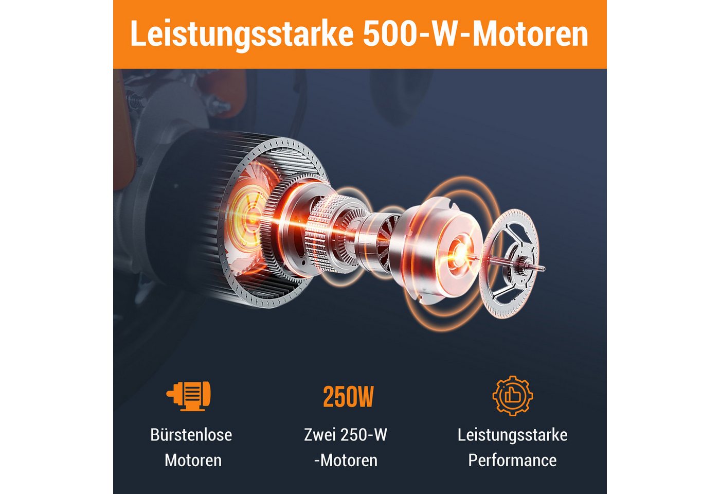 Vankel Elektrorollstuhl klappbar leicht elektr. Rollstuhl 500W, max.20 km max.150 kg, 2x250W, 6,00 km/h E-Rollstuhl