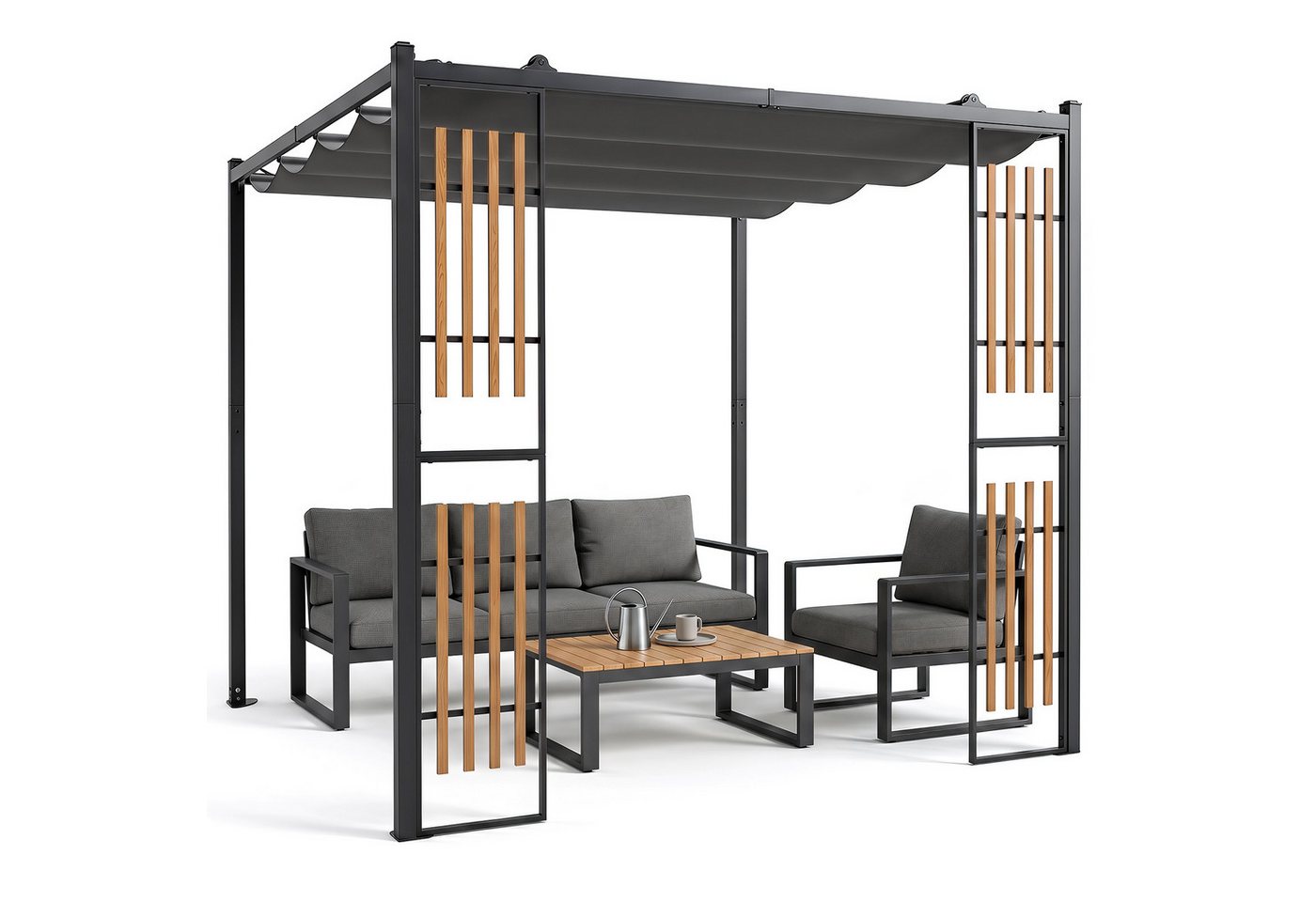 COSTWAY Pavillon, Pergola 2,3 x 2,3 m für Garten, Terrasse, Balkon, Pool