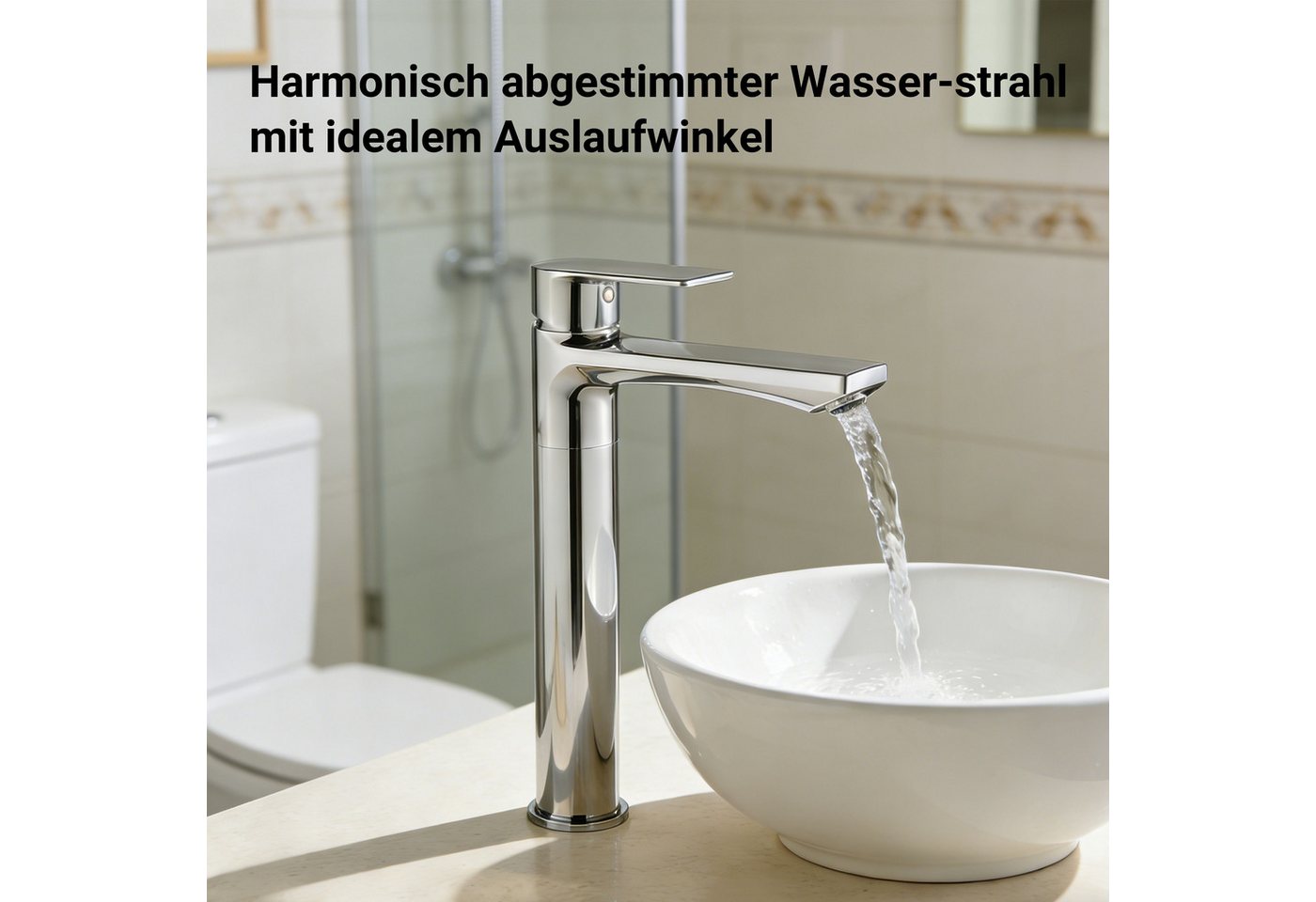 AICA Waschtischarmatur Hoch Hoher Waschtischarmatur Einhebel Chrom Hochdruck KTW Zink