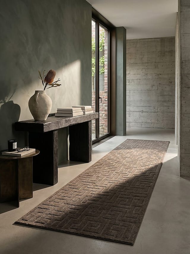 KADIMA DESIGN Teppich MUOTA Teppichläufer Braun 80x150 Geometrisch Polypropylen Wohnzimmer, Läufer, Höhe: 13 mm, Saugroboter-geeignet, Strapazierfähig, Pflegeleicht, Farbecht