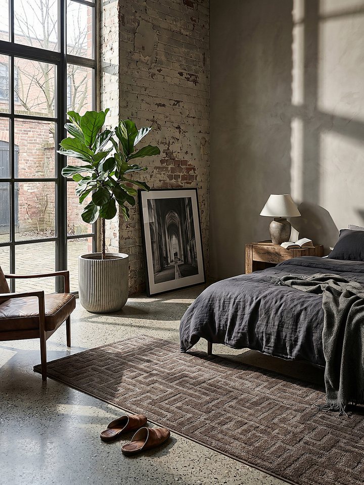 KADIMA DESIGN Teppich MUOTA Teppichläufer Braun 80x150 Geometrisch Polypropylen Wohnzimmer, Läufer, Höhe: 13 mm, Saugroboter-geeignet, Strapazierfähig, Pflegeleicht, Farbecht Bild 3