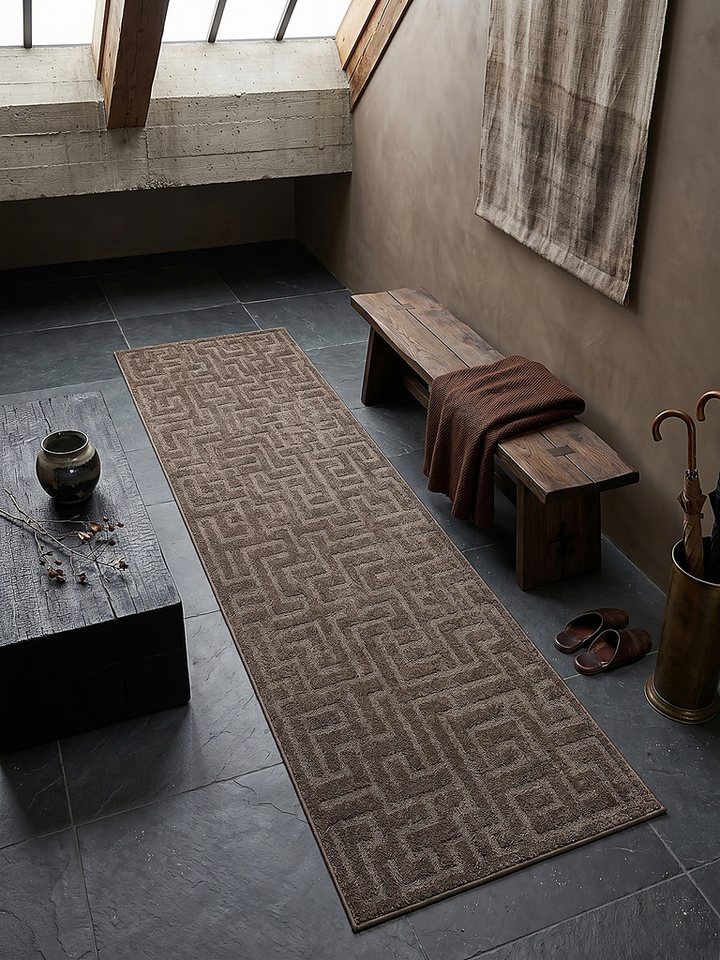 KADIMA DESIGN Teppich MUOTA Teppichläufer Braun 80x150 Geometrisch Polypropylen Wohnzimmer, Läufer, Höhe: 13 mm, Saugroboter-geeignet, Strapazierfähig, Pflegeleicht, Farbecht Bild 5