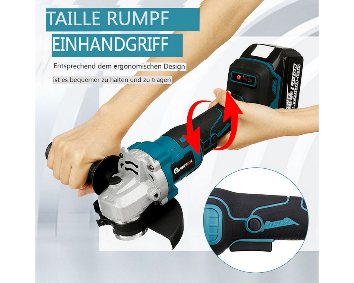 AUDEW Akku-Bohrschrauber 4 in1 Professional Elektrowerkzeug-Set inkl. Bohrhammer, (125mm Winkelschleifer, Akku-Bohrmaschine, Schraubenschlüssel), mit 2 Akkus Set Bild 2