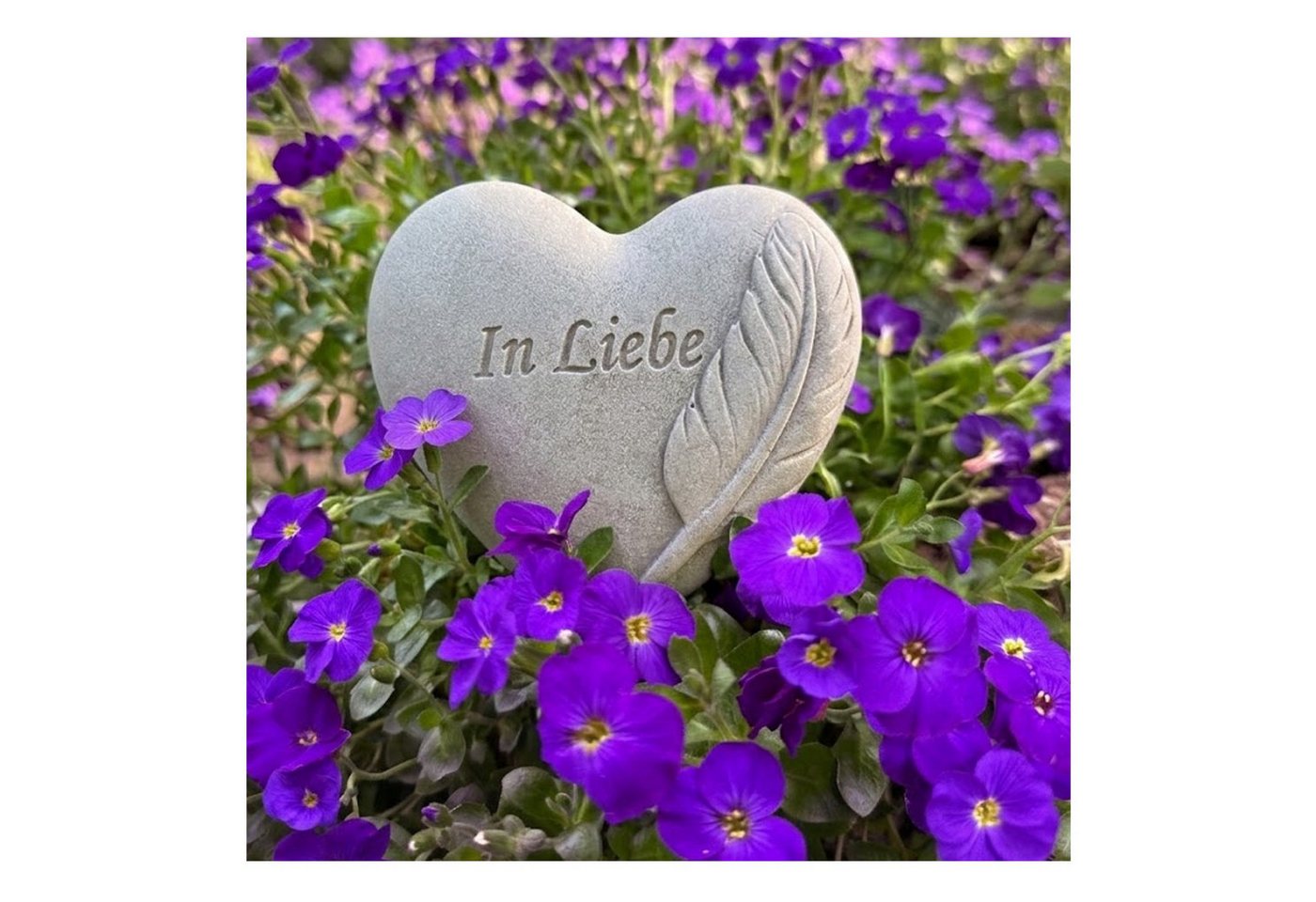 Radami Gartenfigur Grabherz Gedenkstein "In Liebe mit Feder " 9cm