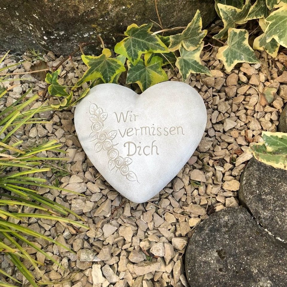 Radami Gartenfigur XXL Grabherz Spruch- Wir vermissen dich - ca.1300g Bild 2