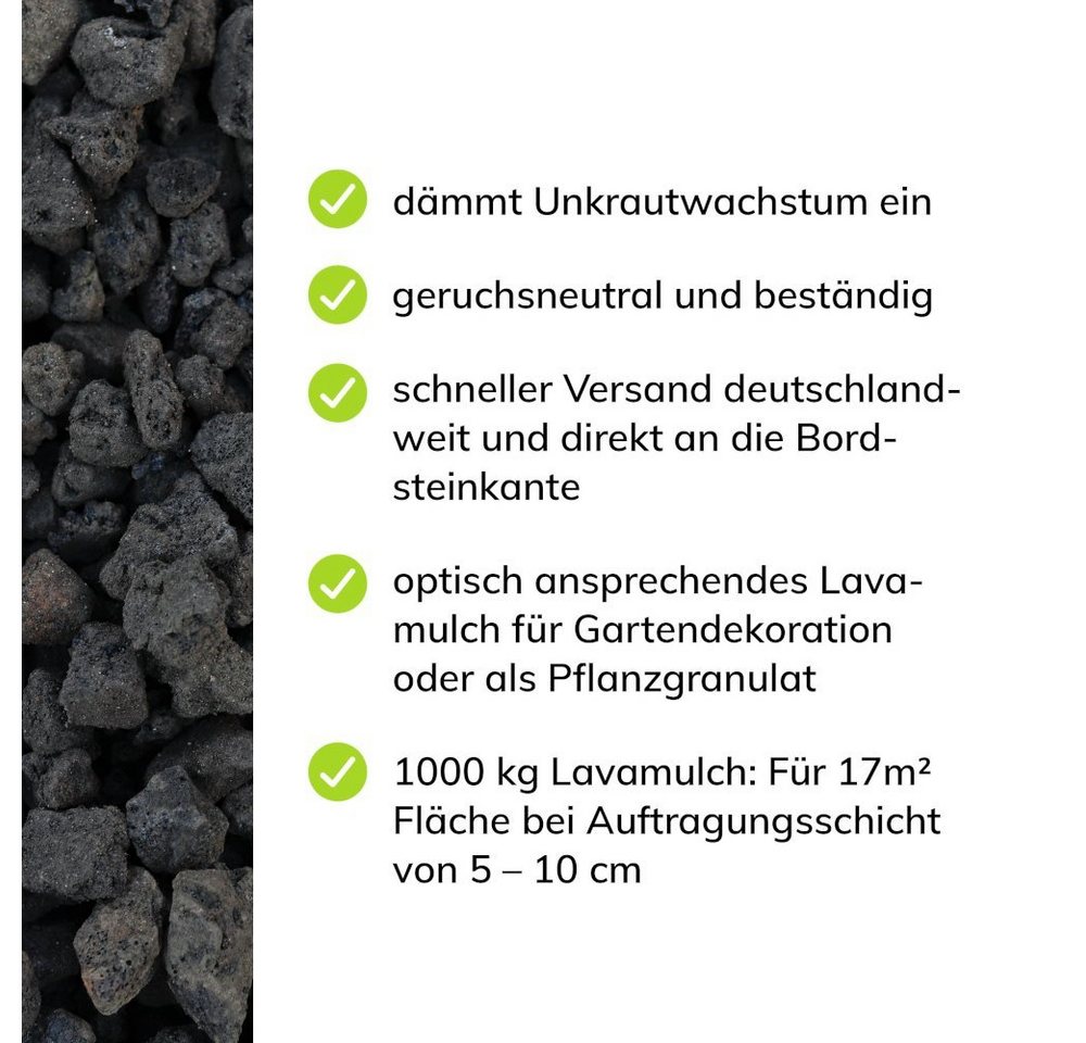 CM-Gartendesign Lavasteine Lavamulch, (16/32mm, schwarz), 1000L Bild 3