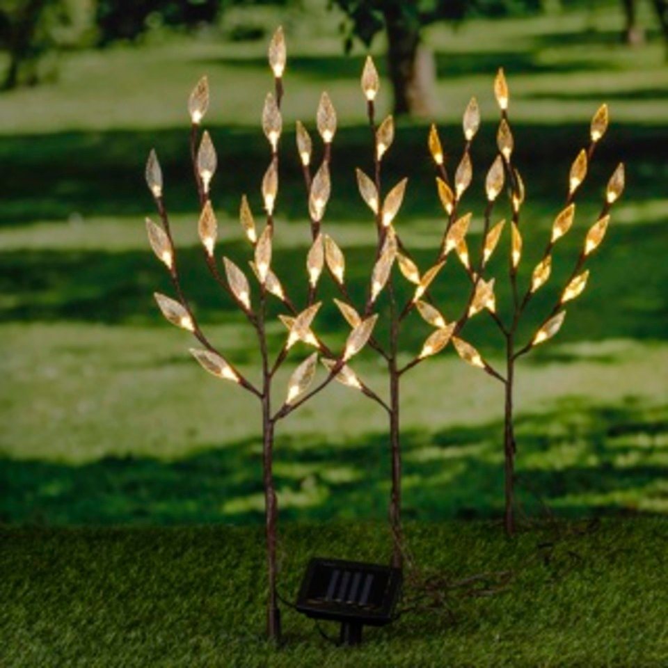 Haushalt International Gartenfigur LED Solar-Strauch, 3er Set mit warmweißen LEDs, (1 St)