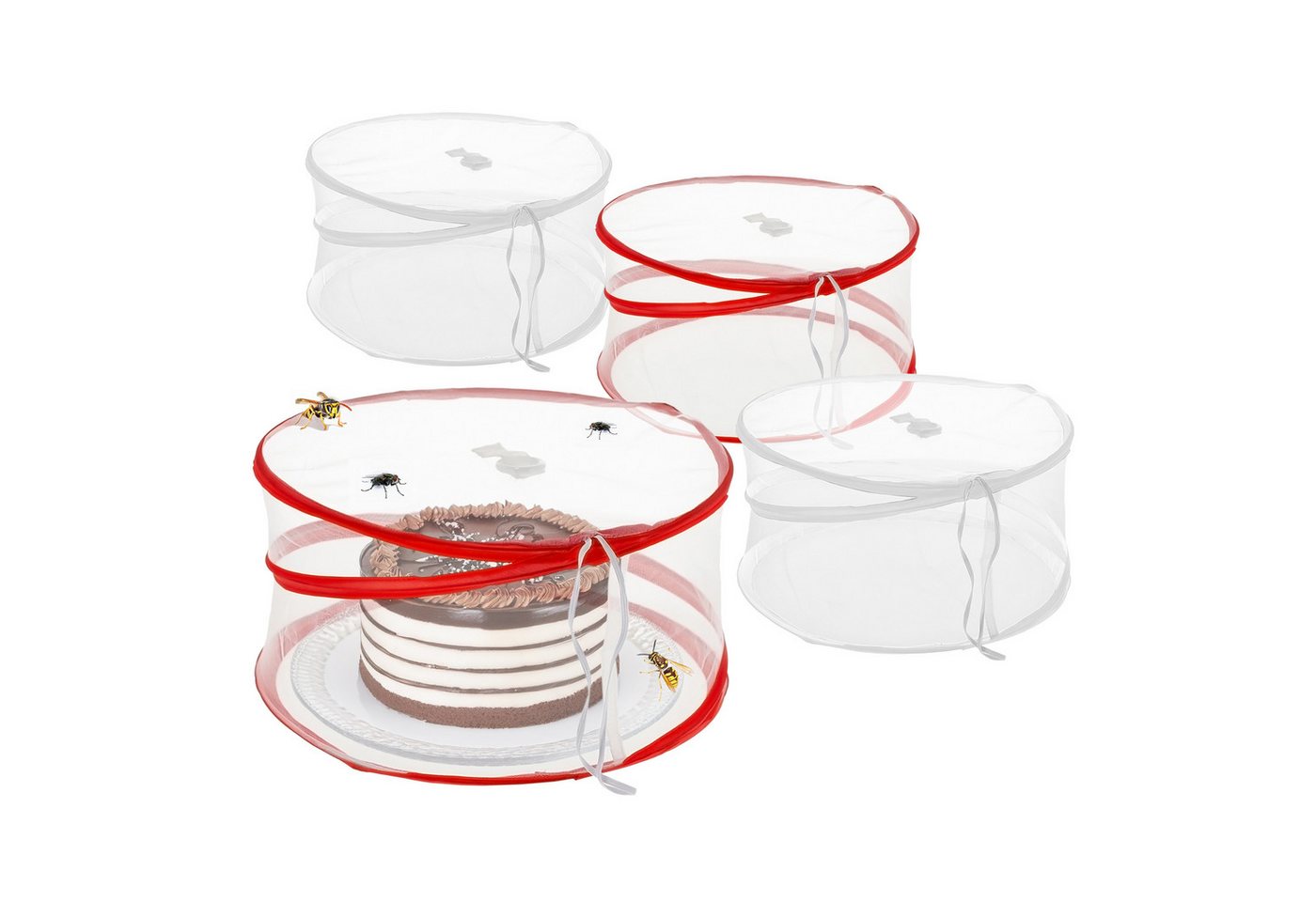 Spetebo Abdeckhaube PopUp Speisehaube 34 x 17 cm im 4er Set - 2x weiß / 2x rot 0 Zoll, Lebensmittel Abdeckhaube faltbar