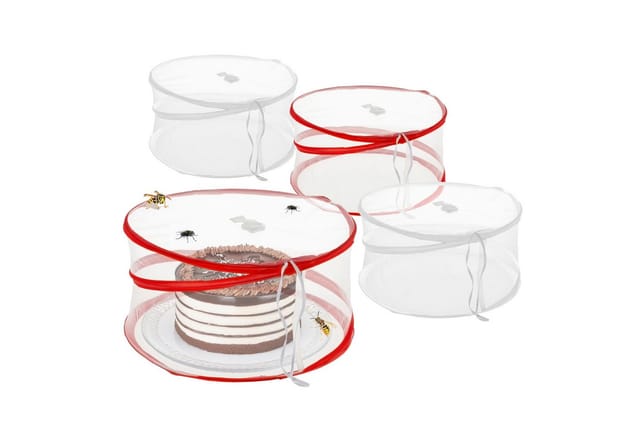 Spetebo Abdeckhaube PopUp Speisehaube 34 x 17 cm im 4er Set - 2x weiß / 2x rot 0 Zoll, Lebensmittel Abdeckhaube faltbar