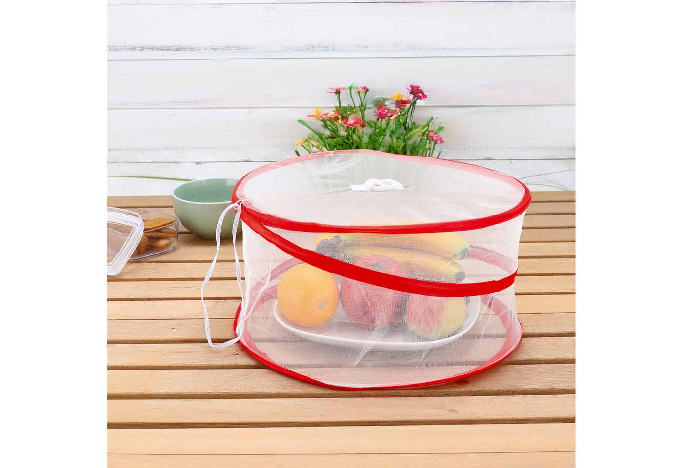 Spetebo Abdeckhaube PopUp Speisehaube 34 x 17 cm im 4er Set - 2x weiß / 2x rot 0 Zoll, Lebensmittel Abdeckhaube faltbar Bild 3