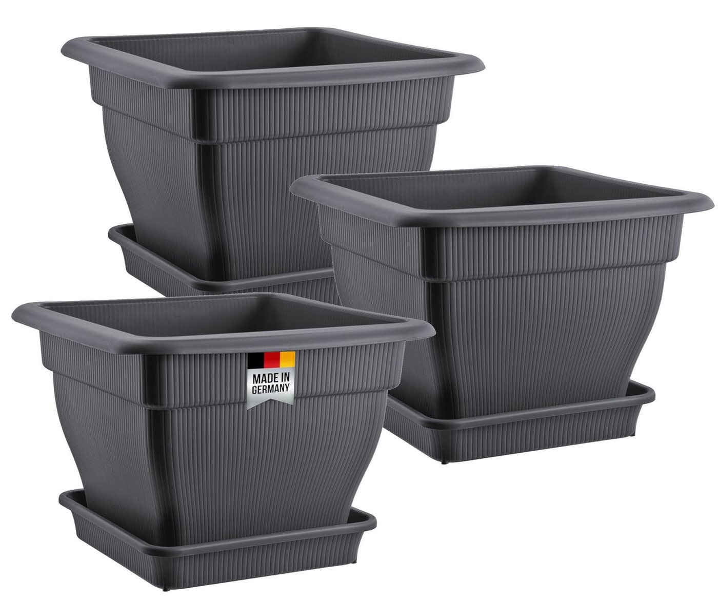 BURI Pflanzkübel groß 3x Blumentopf 48x48 Wasserspeicher Pflanztopf Blumenkübel Bild 4