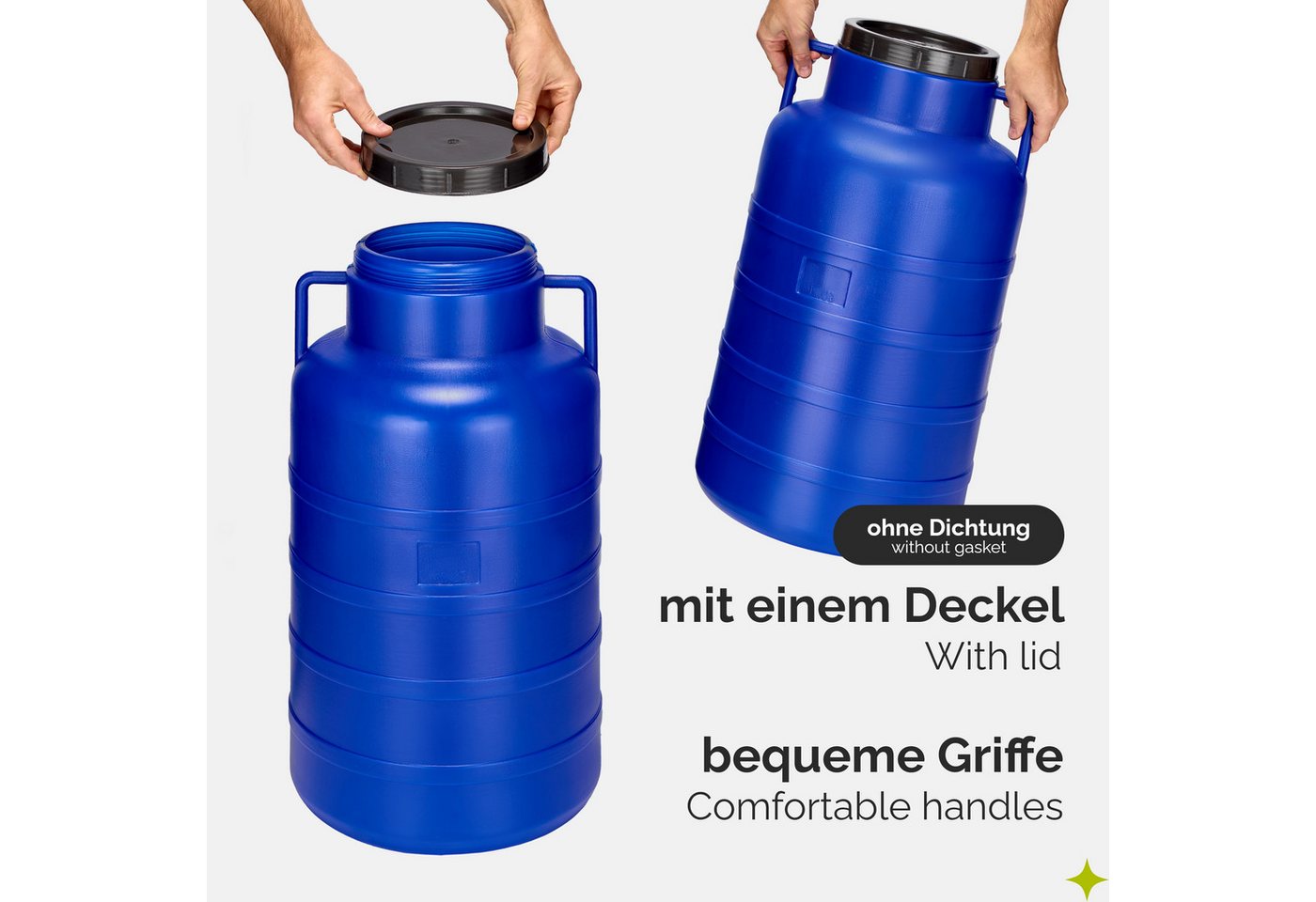 Garronda Regentonne 60L Twist Lebensmittelfass Sauerkrautfass Hobbock Garten GD-0078, Blau, 60 l, (1-tlg) Bild 2