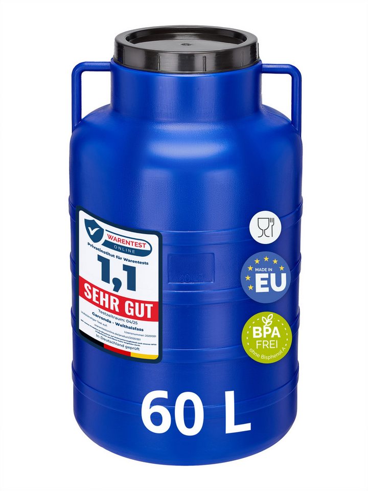 Garronda Regentonne 60L Twist Lebensmittelfass Sauerkrautfass Hobbock Garten GD-0078, Blau, 60 l, (1-tlg) Bild 3