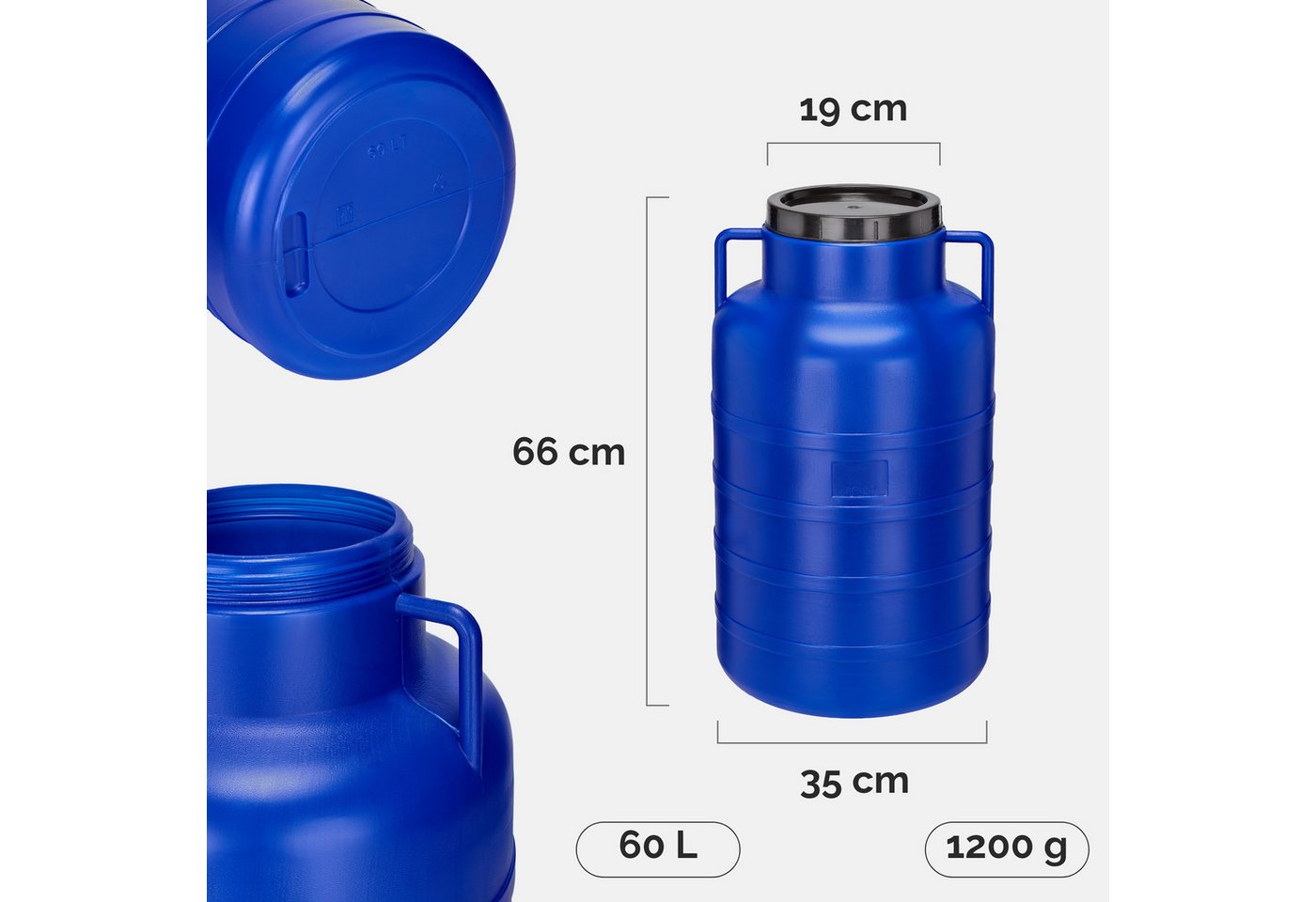 Garronda Regentonne 60L Twist Lebensmittelfass Sauerkrautfass Hobbock Garten GD-0078, Blau, 60 l, (1-tlg) Bild 4