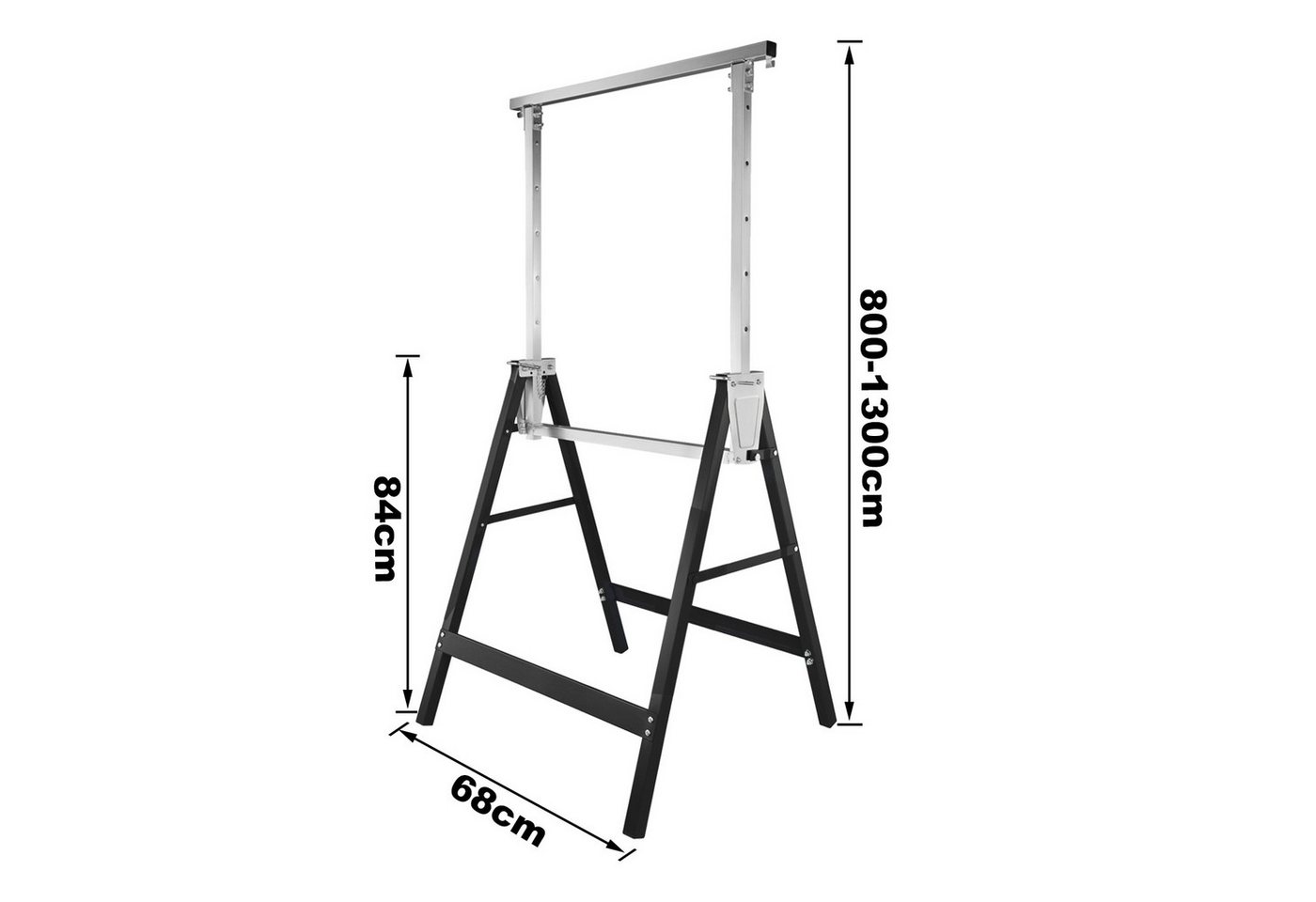 Clanmacy Klappbock Gerüstbock, Werkbank, Unterstellbock, verzinkt, Teleskop, 68 cm max. Stammdurchmesser, (2-St., mit Sicherheitsverriegelung), verzinkt,Tragkraft 200kg,Klappbar Bild 2