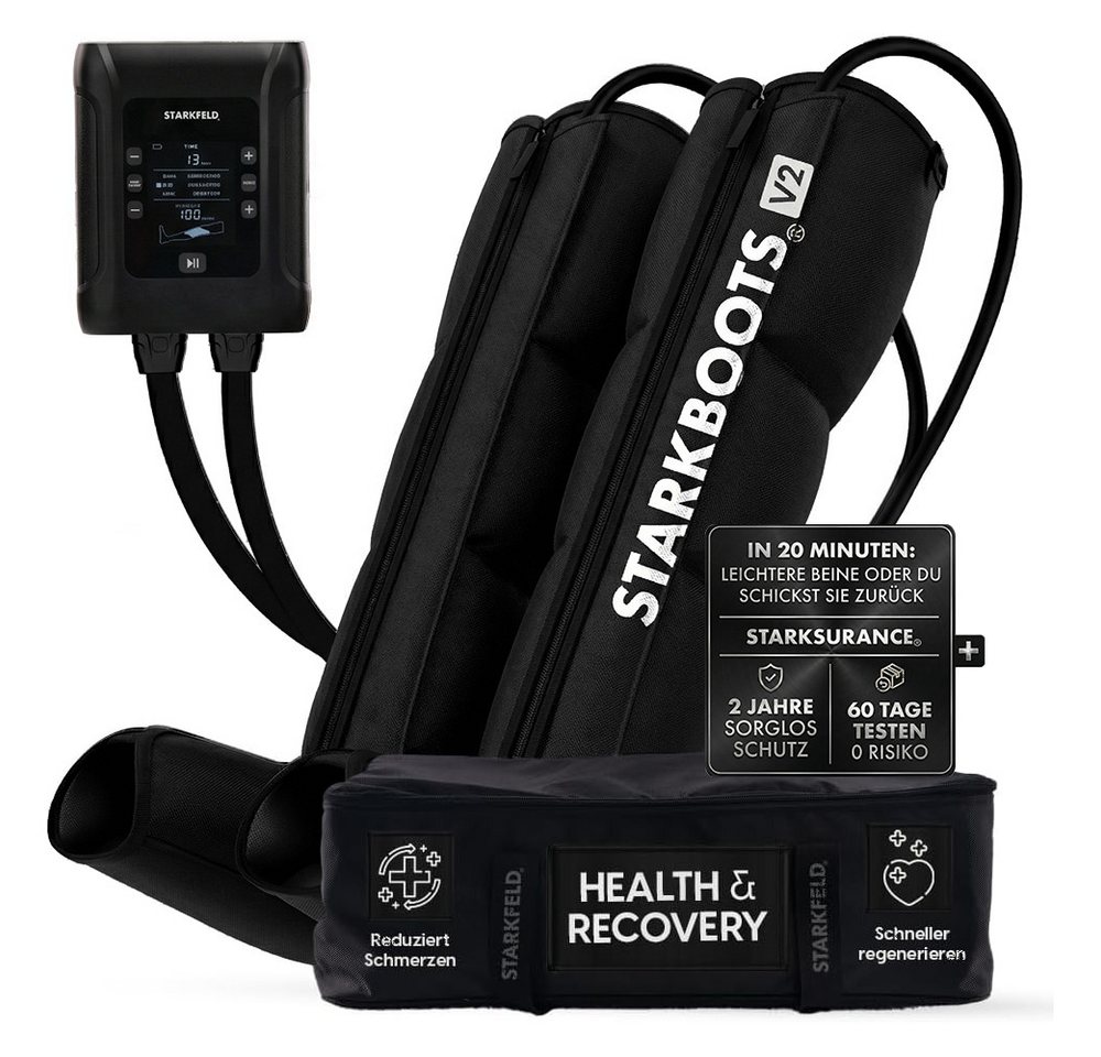 STARKFELD Lymphdrainage-Gerät STARKBOOTS® Lymphdrainage Gerät – Recovery Boots & Bein Massagegerät, 8 Drucksensoren, Bein Massagegerät mit kabellosem Smart Monitor mit 2 Stunden Laufzeit, Venenrückfluss & gegen Wassereinlagerungen Bild 3