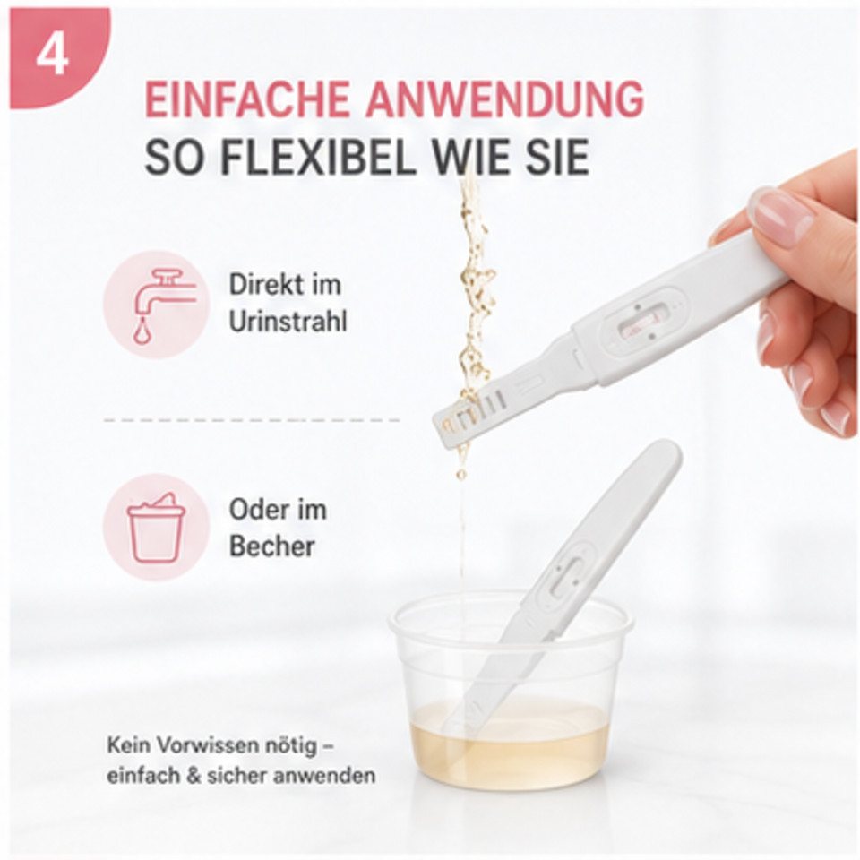 Safecare Bio-Tech Schwangerschaftstest Frühtest - 25 miu/ml Ultra Empfindlich HCG Midstream Früherkennung, Testkasette, 1-tlg., Midstream, Schnelles Ergebnis, einfache Handhabung, hohe Genauigkeit Bild 4