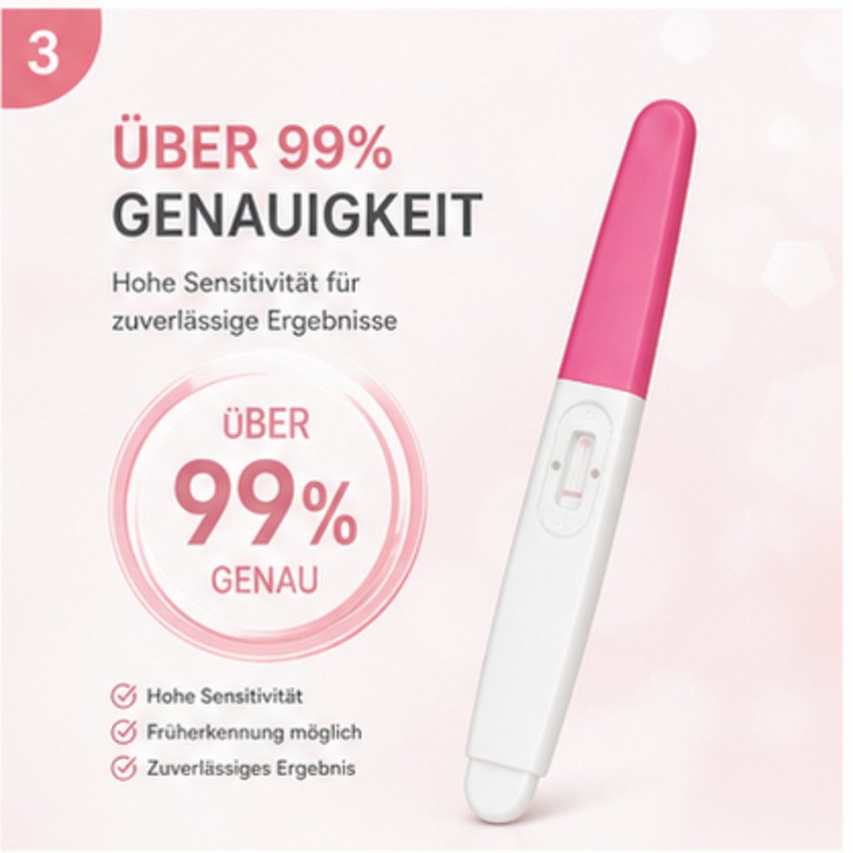 Safecare Bio-Tech Schwangerschaftstest Frühtest - 25 miu/ml Ultra Empfindlich HCG Midstream Früherkennung, Testkasette, 1-tlg., Midstream, Schnelles Ergebnis, einfache Handhabung, hohe Genauigkeit Bild 5