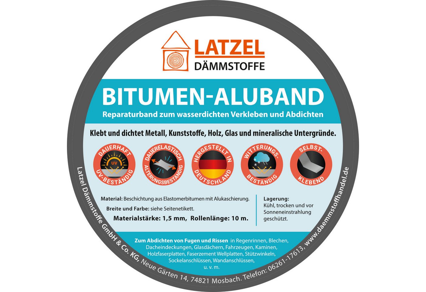 Latzel Dämmstoffe Dichtband Bitumen Aluband Dichtband 200mm