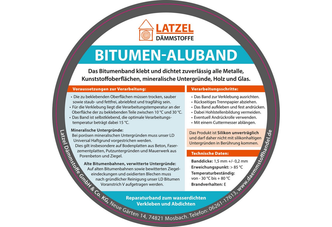 Latzel Dämmstoffe Dichtband Bitumen Aluband Dichtband 200mm Bild 3