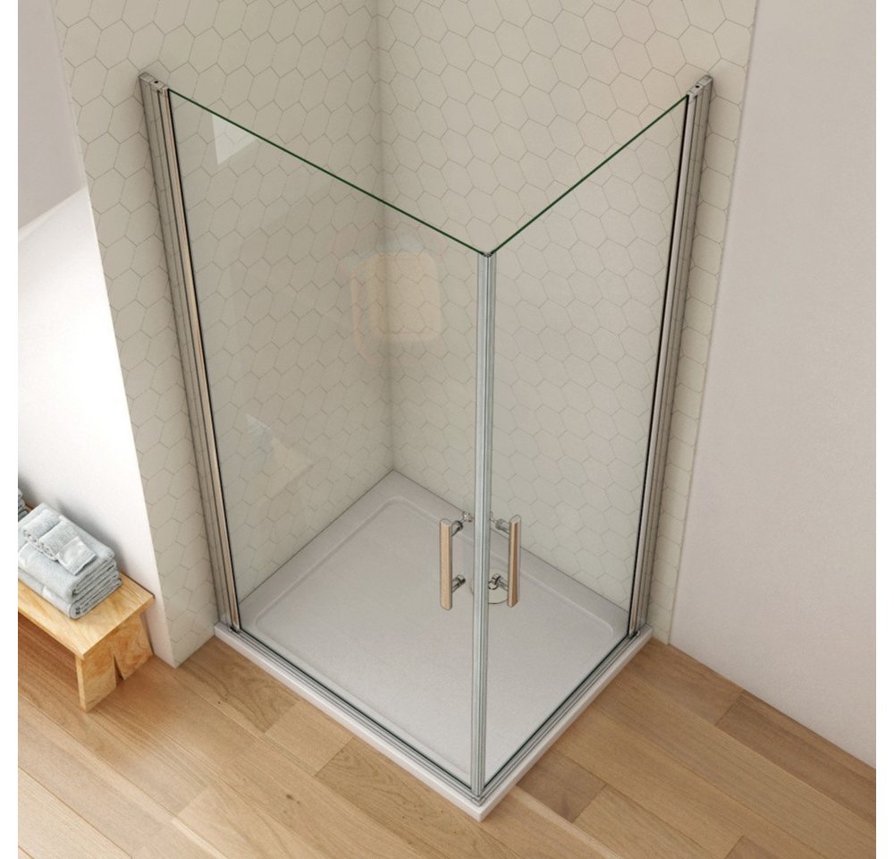 Duschparadies Dusch-Drehtür 195cm Schwenktür Schwingtür Duschkabine Duschtür Mit/Ohne Duschtasse, 70x195 cm, Easyclean Sicherheitsglas