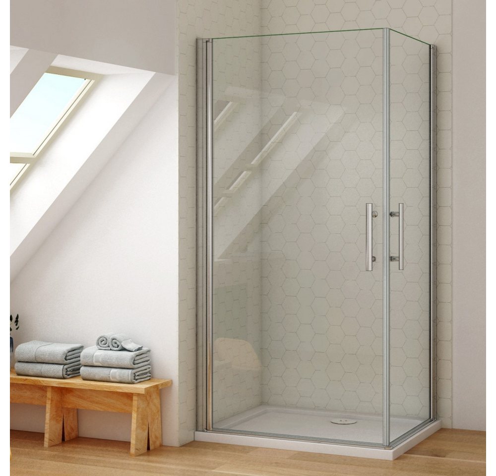 Duschparadies Dusch-Drehtür 195cm Schwenktür Schwingtür Duschkabine Duschtür Mit/Ohne Duschtasse, 70x195 cm, Easyclean Sicherheitsglas Bild 2