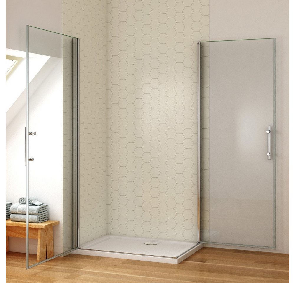 Duschparadies Dusch-Drehtür 195cm Schwenktür Schwingtür Duschkabine Duschtür Mit/Ohne Duschtasse, 70x195 cm, Easyclean Sicherheitsglas Bild 4