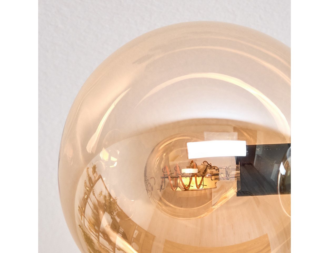 hofstein Deckenleuchte 6-flammige Deckenlampe aus Metall/Glas in Schwarz/Rauch/Bernstein, ohne Leuchtmittel, im Retro/Vintage-Design (Schirme Ø 15 cm), E14 Bild 4