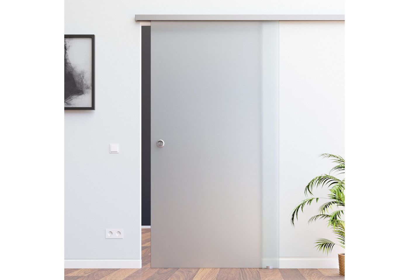 AMOD Glasschiebetür S-ASE /mit SoftClose Funktion (SlimLine / SoftClose-Selbsteinzüge, Komplett-Set), mit Griffmuschel Bild 4