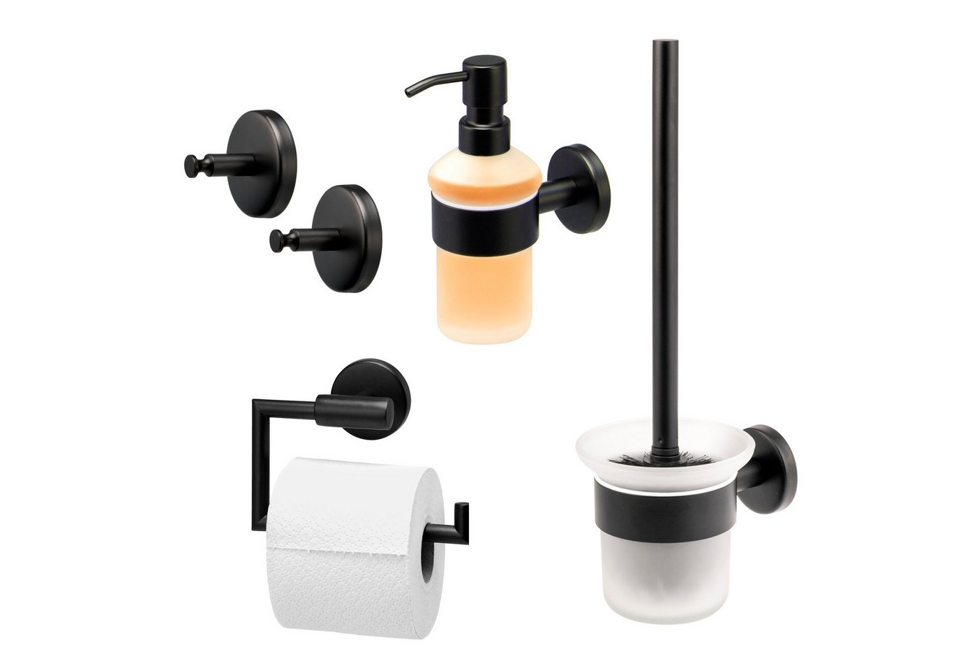 bremermann Badaccessoire-Set Bad-Serie PIAZZA BLACK - Badezimmer Set 4tlg., Edelstahl, 4 tlg. Bild 2