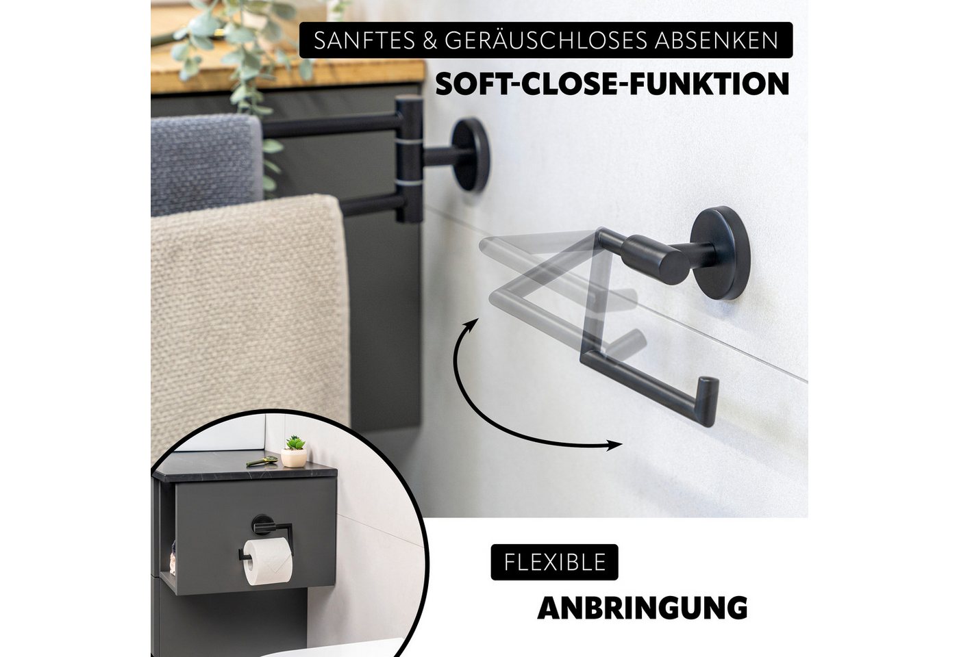 bremermann Badaccessoire-Set Bad-Serie PIAZZA BLACK - Badezimmer Set 4tlg., Edelstahl, 4 tlg. Bild 3