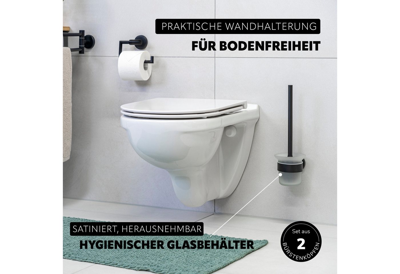 bremermann Badaccessoire-Set Bad-Serie PIAZZA BLACK - Badezimmer Set 4tlg., Edelstahl, 4 tlg. Bild 4