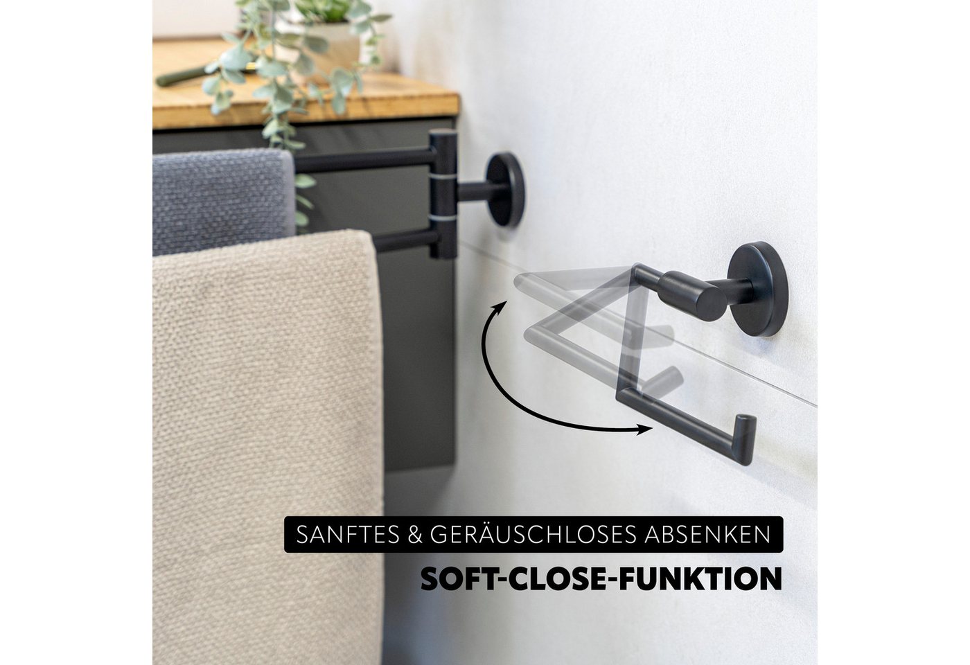 bremermann Badaccessoire-Set Bad-Serie PIAZZA BLACK - Badezimmer Set 2tlg., Edelstahl