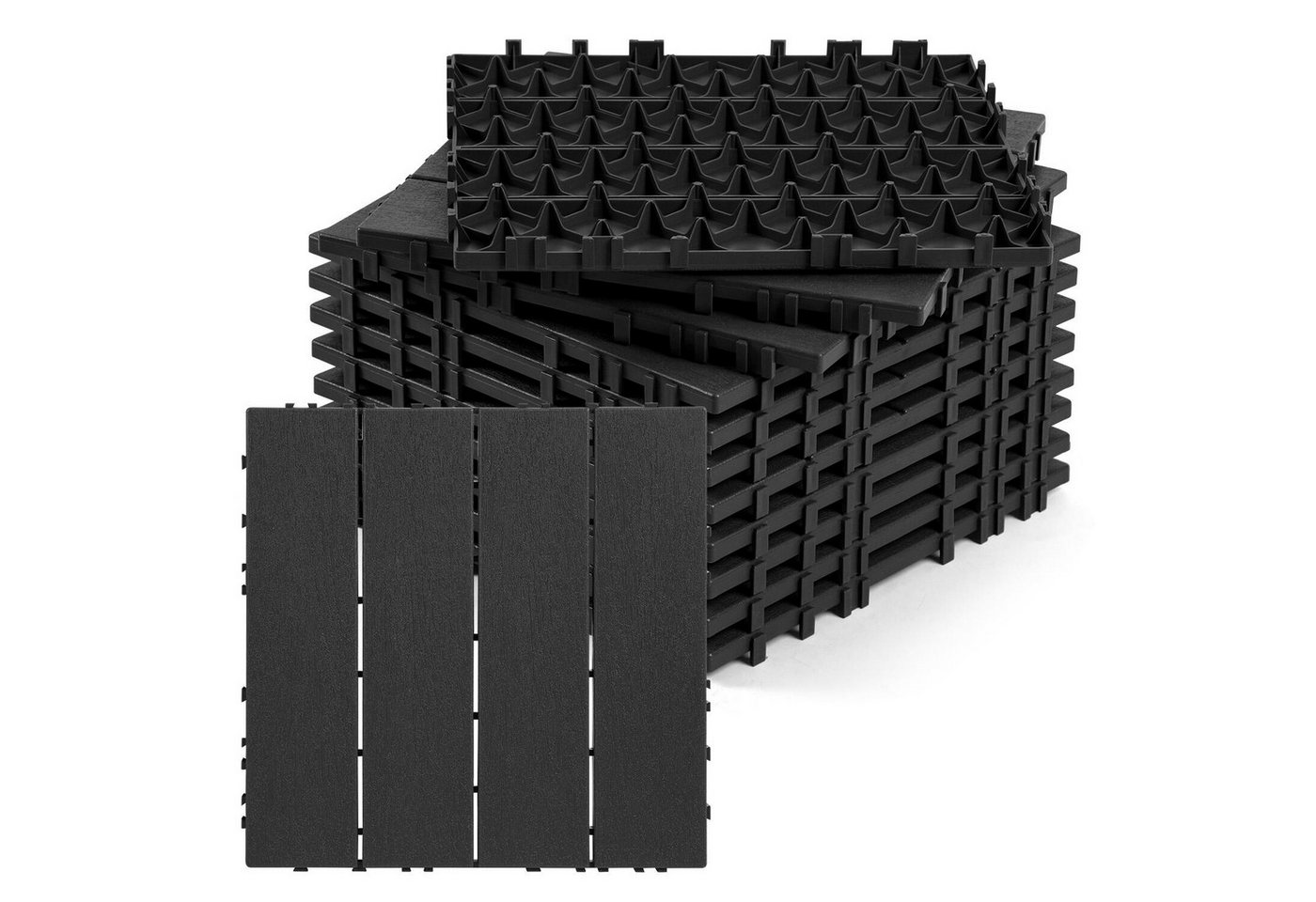 Clanmacy Terrassendielen Terrassenfliesen Kunststoff Klickfliesen mit Drainagensystem 1-5 qm