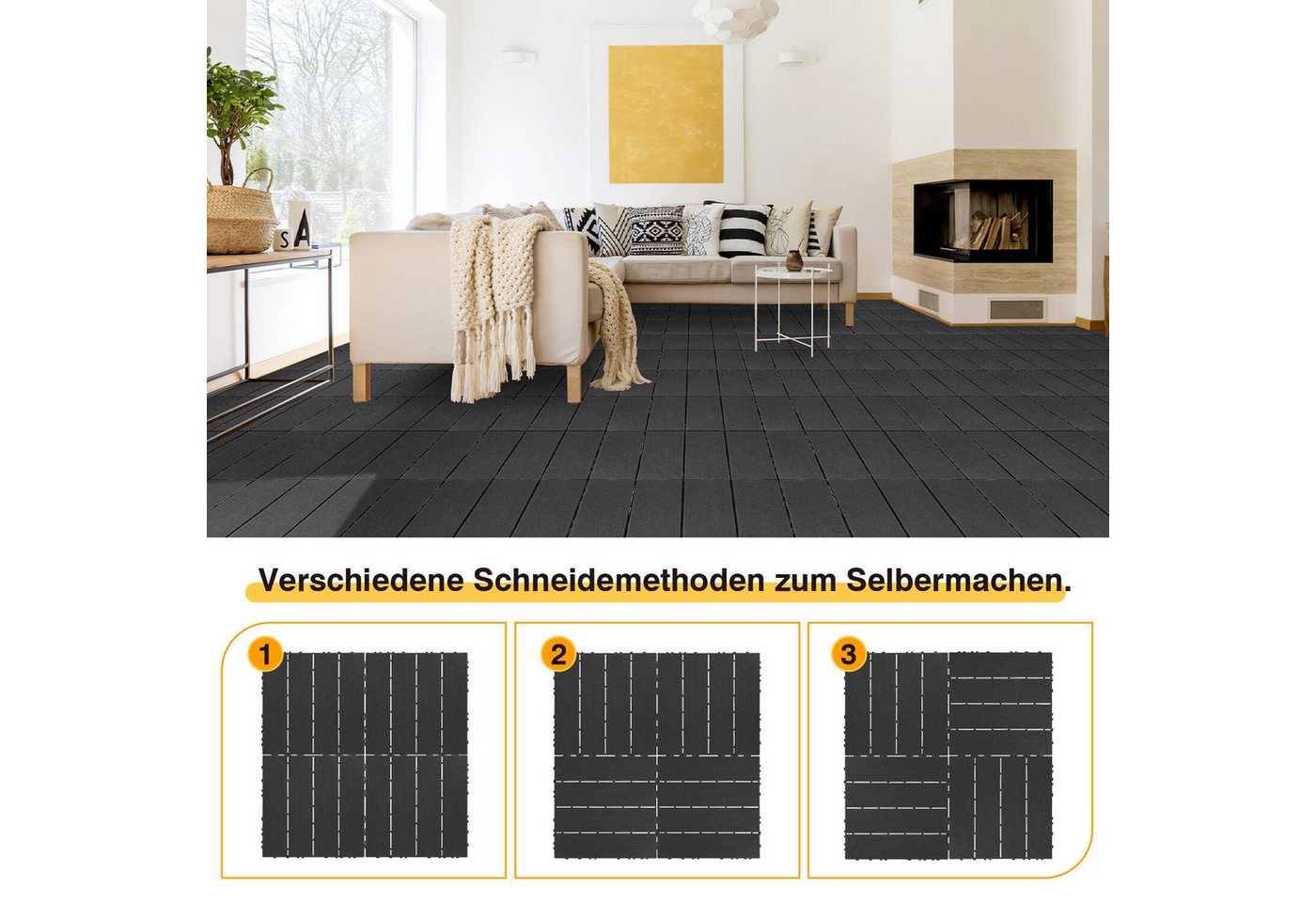 Clanmacy Terrassendielen Terrassenfliesen Kunststoff Klickfliesen mit Drainagensystem 1-5 qm Bild 4