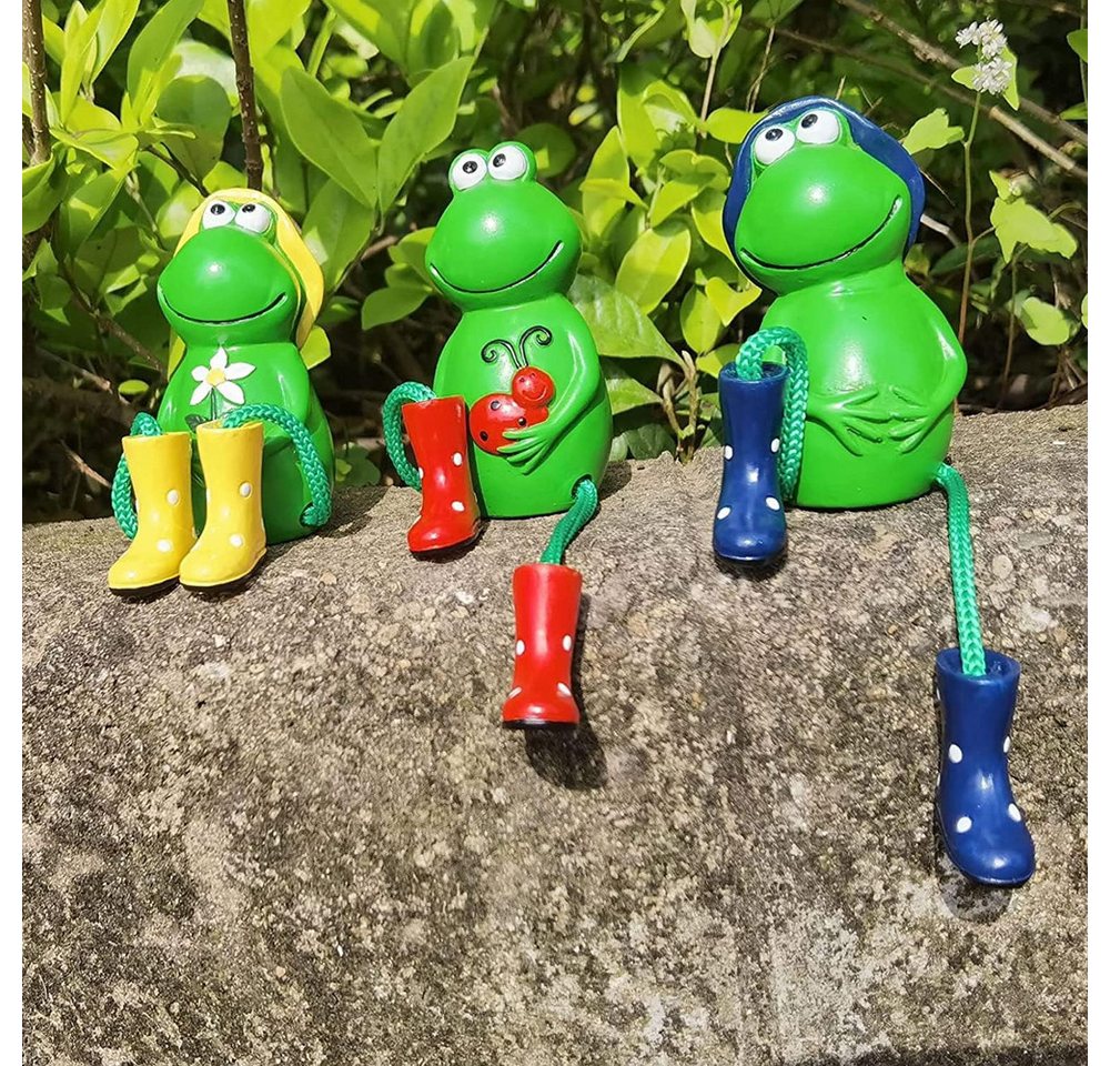 TUWENA Gartenfigur 3 Stück Frosch Tiere Garten Statuen Deko, Deko Garten Frosch Figuren