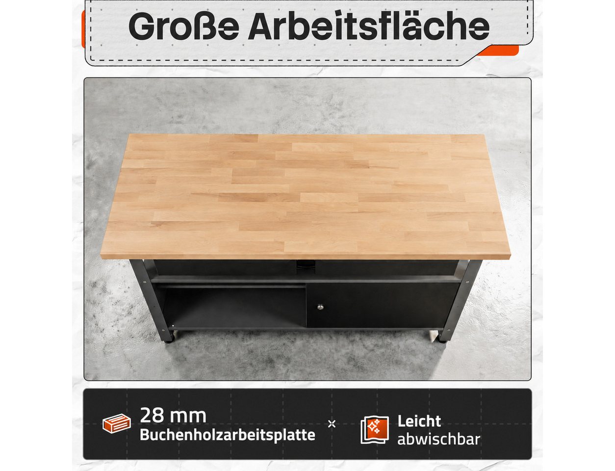 ONDIS24 Werkstatt-Set Ondis24 Werkstatt Set 240cm Werkbank Metallschrank Lochwand Bild 5