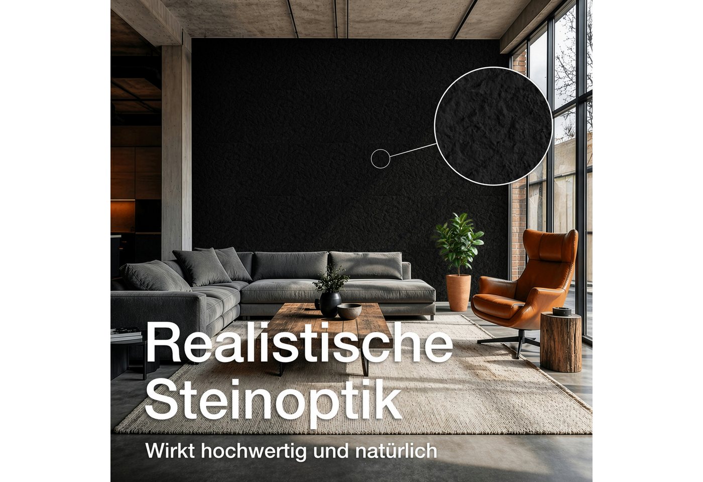 Hexim 3D Wandpaneel, (Steinoptik 2 Stück 120x60cm – Felswand PU Wandverkleidung, Täuschend echte Bruchstein 3D Paneele für Wohnzimmer – 2cm starke Stone Steinplatte weiß (1,44m² White)