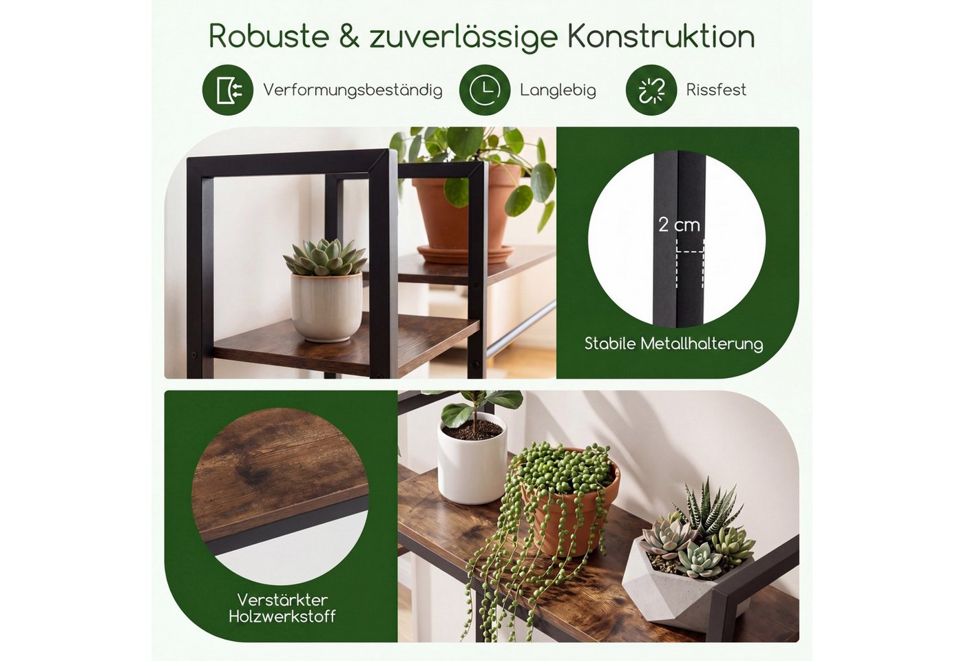 COSTWAY Blumenständer Holz & Metall, mit Licht, Pflanzenständer Balkon 10 Ebenen Bild 5