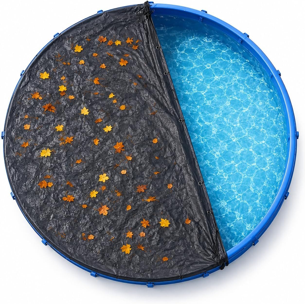 TK Gruppe Poolüberdachung Poolabdeckung rund – Extra starke 200 g/m² Poolplane schwarz Bild 4